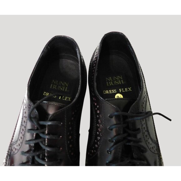 Nunn Bush Dress Flex Leather Oxford Shoes Mens Size 9.5 Dark Brown Wing Tip - Picture 3 of 14